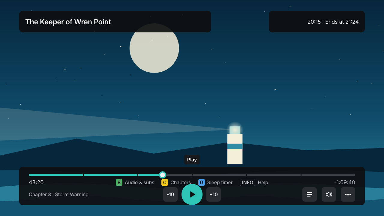 Player with chapters and control bar