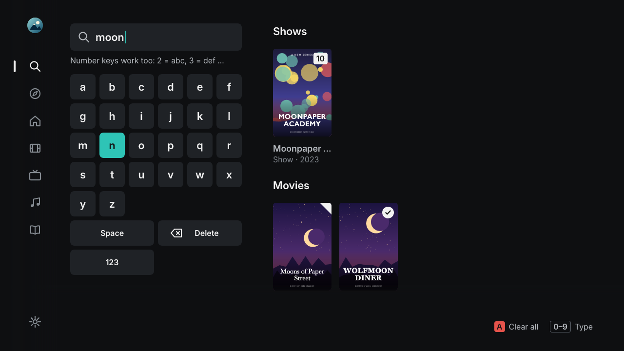 Search with on-screen keyboard
